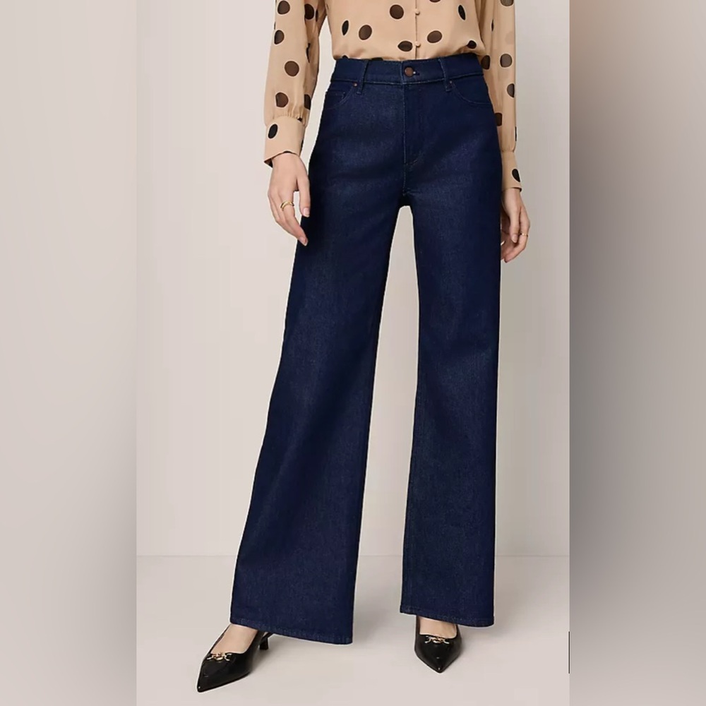 Ann Taylor Wide Leg Denim | High Rise | Classic Rinse Wash | size runs large